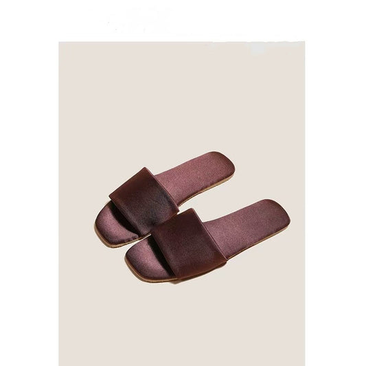 Japanese light luxury leather slippers for women
